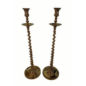 2-  1880's BARLEY TWISTED CANDLESTICK OR LAMP BASES 21" TALL.